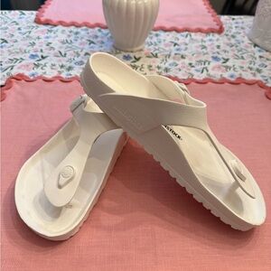 Birkenstock White Sandals with Textured Sole